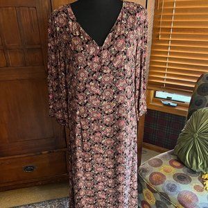 J.Jill Long Sleeve Print Midi Dress Size 14